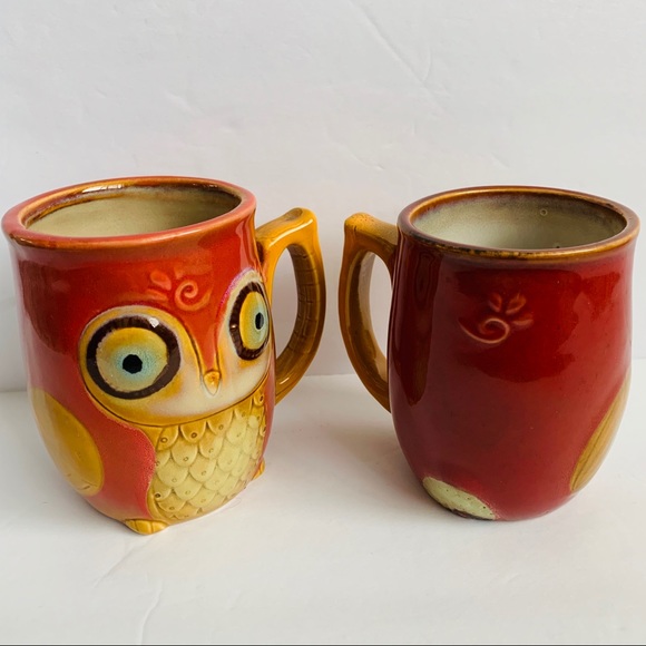 Sold Gibson 3D Owl Mug Set Stoneware Coffee Cups - Picture 7 of 8